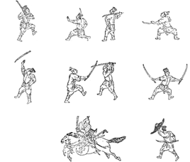 Illustrations anciennes de techniques au sabre